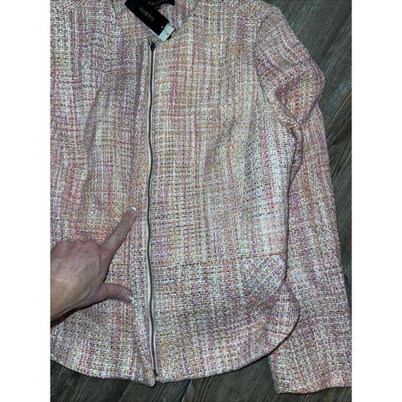 Talbots Jackie Jacket Blazer Pink Moto Tweed Full Zip Old Money Designer Classic - Picture 12 of 15